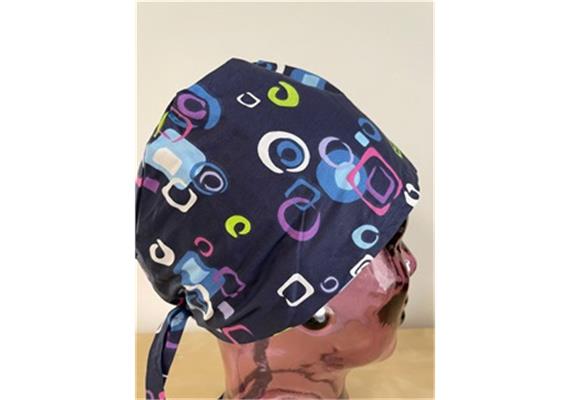 Kopfbedeckung, OP-Haube Modell Dunkelblau zum Binden aus Baumwolle