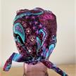 Kopfbedeckung, OP-Haube Modell Pinke Blume zum Binden aus Baumwolle | Bild 3