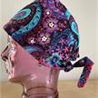 Kopfbedeckung, OP-Haube Modell Pinke Blume zum Binden aus Baumwolle | Bild 2