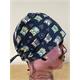 Kopfbedeckung, OP-Haube Modell Eulen zum Binden aus Baumwolle